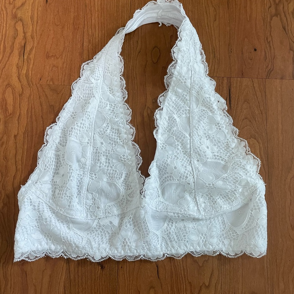 White lace halter bralette